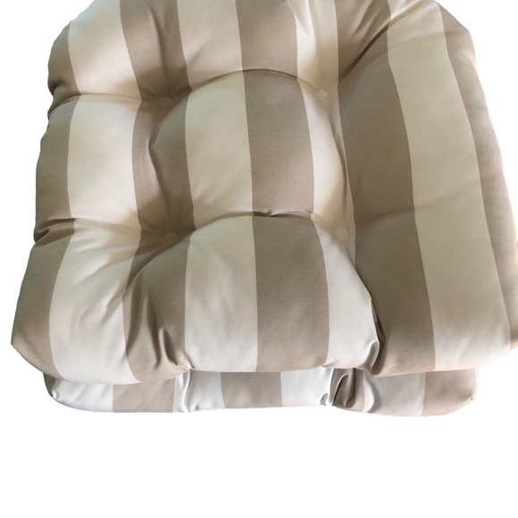 Set of Two Tommy Bahama Striped Thick Outdoor Chair Cushions Taupe Cream… - Picture 2 of 4